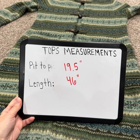 VTG Women's Green Polo Ralph Lauren Lambswool Fair Isle Long Cardigan Sweater~ M - Picture 7 of 7